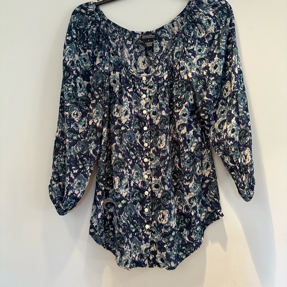 Lucky Brand Navy Floral Blouse